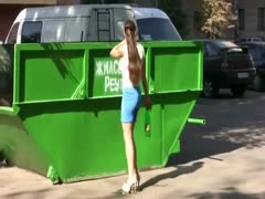 Busty and hawt amateur Russian babe pissing in her pants